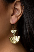 Load image into Gallery viewer, Triassic Triangles - Brass Earrings
