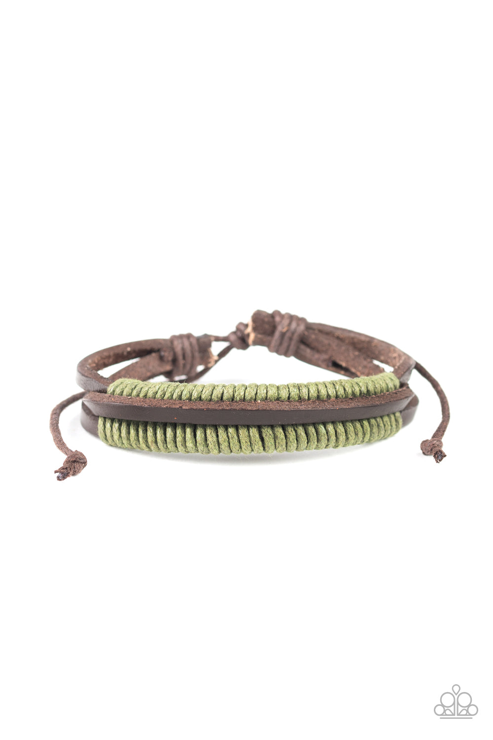 Rugged Roper - Green Leather Bracelet