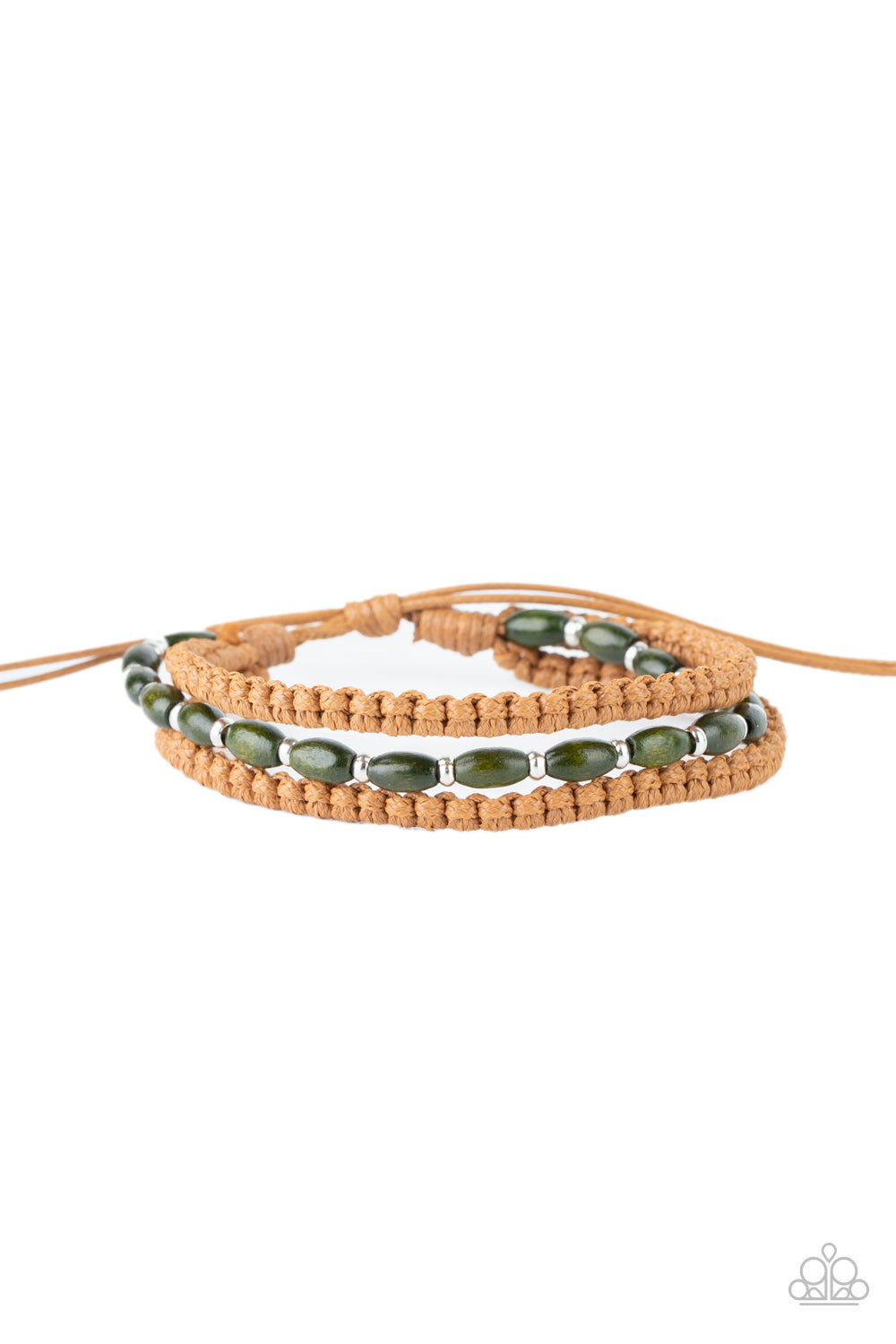 Refreshingly Rural - Green Leather Bracelet