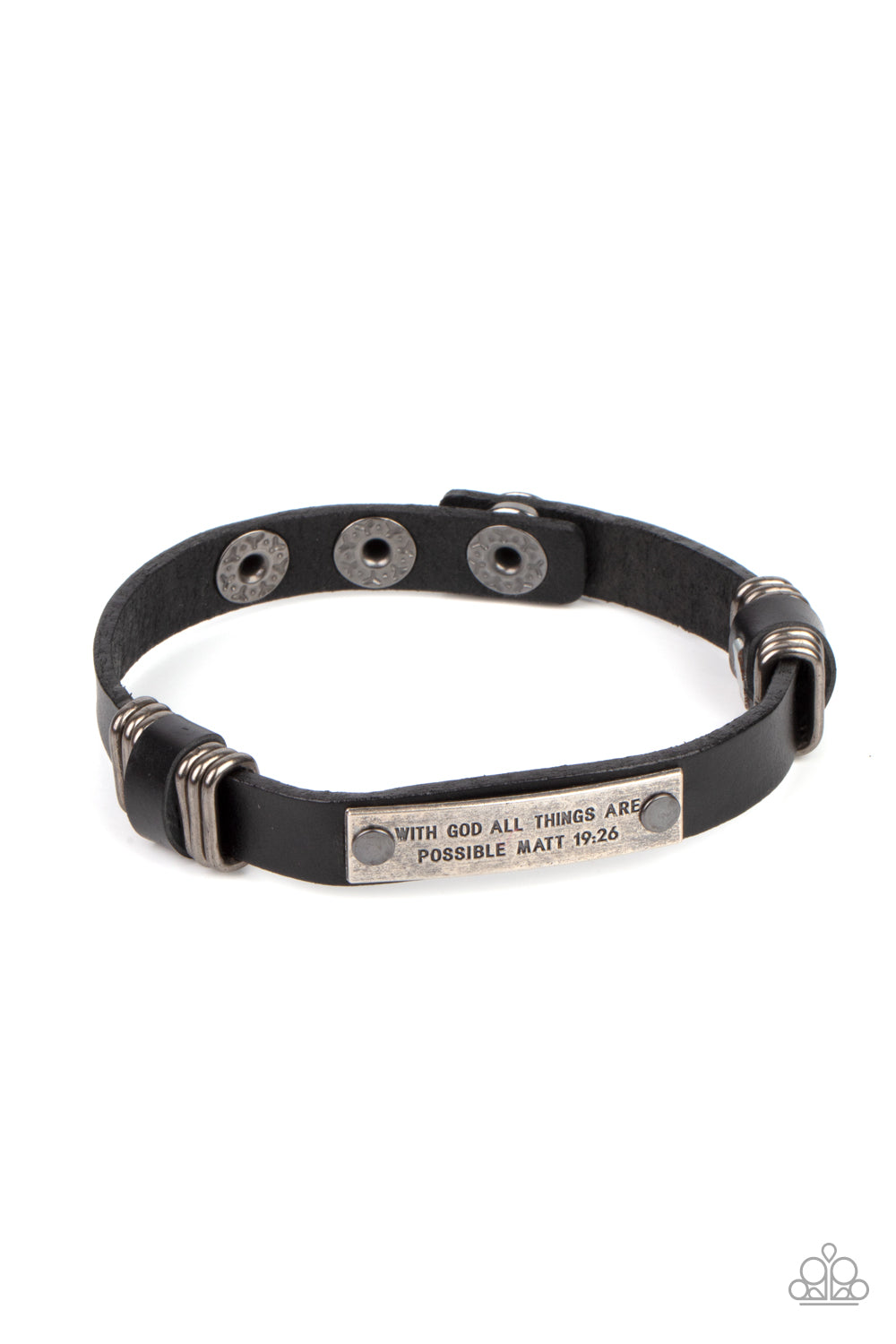 Make It Possible - Black Leather Bracelet