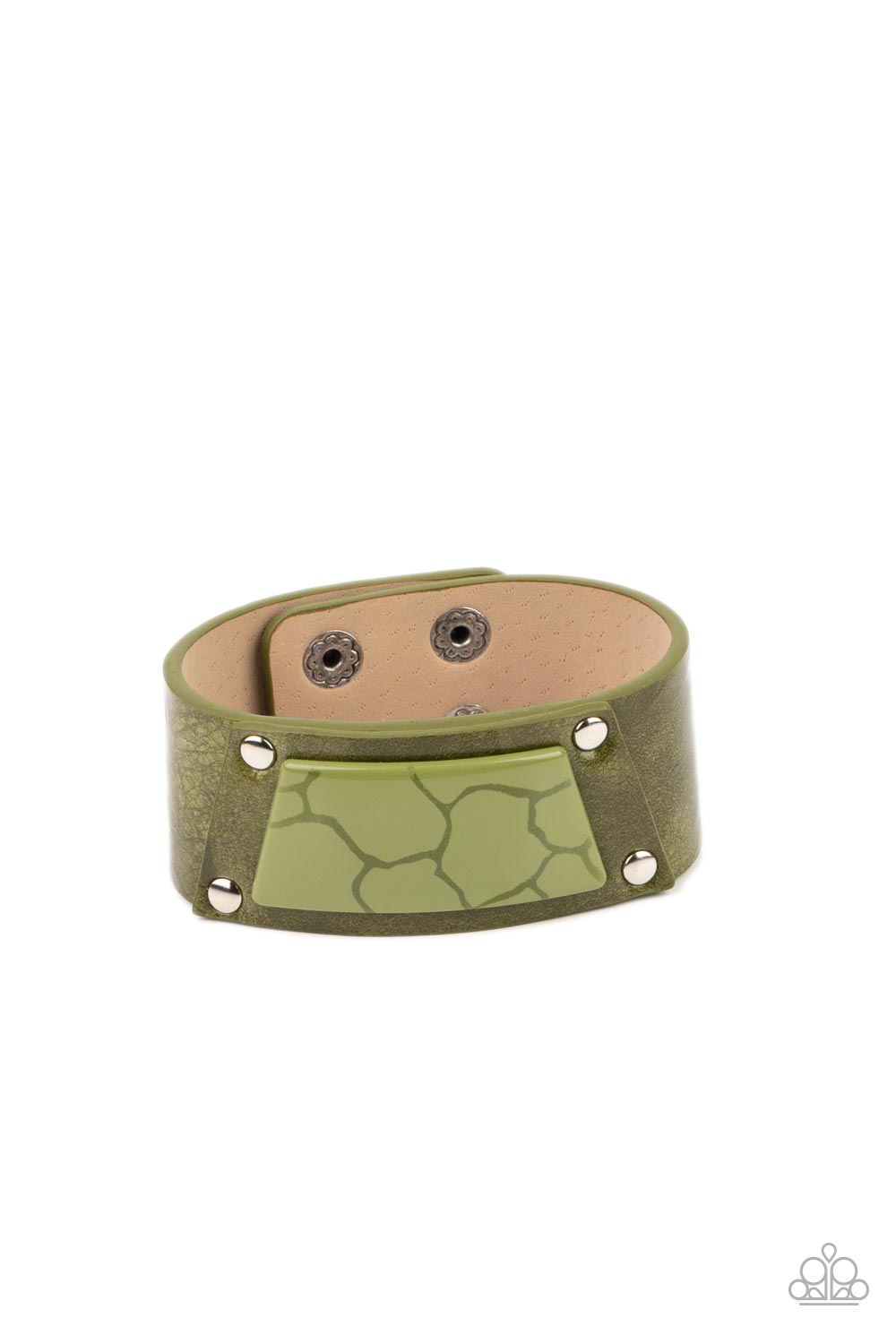 Geo Glamper - Green Leather Bracelet